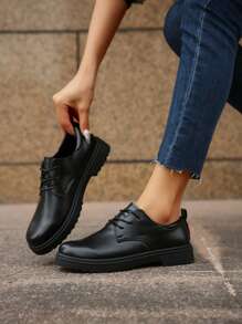 1 Pair Casual Chunky Heel Loafer Shoes With Pearls, Suitable For Teenagers And Girls, Versatile Style