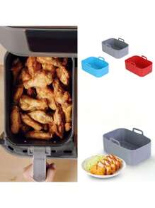 1pc Air Fryer Silicone Liner, Reusable Nonstick Air Fryer Basket Accessory, Replacement Baking Tray, Rectangular Air Fryer Baking Pan Air Fryer Replacement Basket, Easy-To-Clean Baking Tray