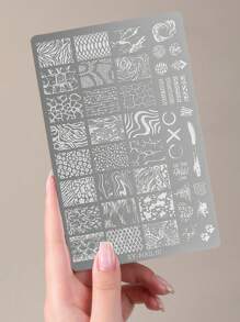 1件复古中国风花卉蝴蝶蕾丝美甲印花板 - 不锈钢印花工具，适用于凝胶指甲油设计，法式美甲套装，复古图案