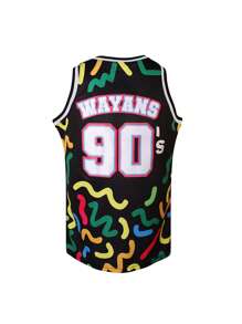 Basketballtrikot im Filmstil mit Stickerei, 90er Jahre Hip Hop Bekleidung für Herren, Basketballweste