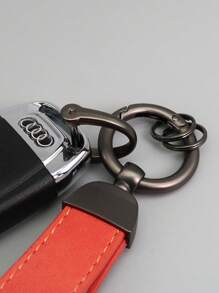 1pc Customized Engraved Name Letter PU Leather Fur Keychain, Fashion Casual Style, Father's Day Gift Suitable For Fathers, Elders, Partners, Teachers, Classmates, Friends, Can Be Used As Promotional, Business, Or Advertising Gift