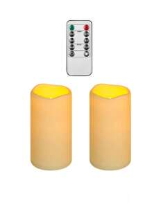 1/2/3 piezas Luces de velas LED impermeables con control remoto y temporizador - Luces de velas LED marfil, Altura de 4in/5in/6in, Diámetro de 3in, Decoración del hogar a batería, Regalo para fiestas, cumpleaños, graduación y bodas