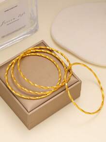 4 أساور سوار من النحاس المطلي بالذهب عيار 24 قيراط سميكة ومجدولة، مناسبة للنساء كهدية للمناسبات، الحفلات، والاستخدام اليومي