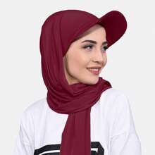 1pc Women's Middle East Style Cap With Brim & Scarf All-In-One Head Wrap, Suitable For Everyday Use - Multicolor - View 6
