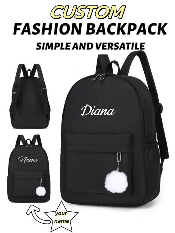 Personnalisez votre propre sac à dos avec un nom personnalisé ou des salutations de vacances. Créez votre propre sac à dos. Ce nouveau sac à dos retour à l'école comporte une conception de fermeture éclair en nylon, décontracté et polyvalent, convenant aux adolescents, multifonctionnel, ornemental, lettrage, élégant, moderne, coloré, mignon, adorable, décontracté, personnalisé, unique, personnalisé, cadeaux idéaux pour lui, cadeaux idéaux pour elle