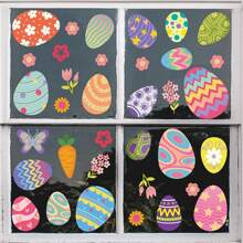 A Set Of 2 Sheets Of Paper (35 Stickers), Easter Electrostatic Window Stickers, Double-Sided Easter Egg Window Decoration, Holiday Window Decoration Stickers, Easter Decoration, DIY Handmade Home Decoration Electrostatic Stickers.