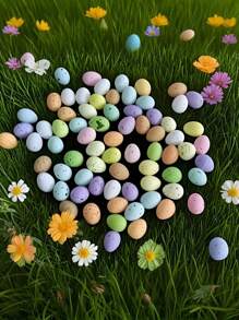 100 piezas de huevos de Pascua, huevos moteados de Pascua, huevos miniatura de colores realistas para decorar coronas, decoración de Pascua, decoración del hogar, decoración de fiestas, huevos falsos, decoración de paisaje en miniatura