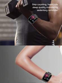 Reloj inteligente con pantalla de 1,3 pulgadas y correa de silicona, color negro - Negro - Ver 9