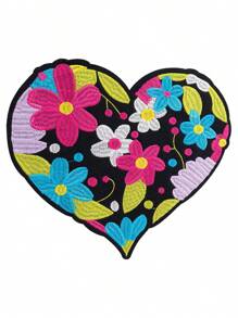 1 pièce Patch en forme de fleur en forme de cœur rouge, appliqué de broderie en polyester, pour tous les vêtements, chaussures et accessoires DIY