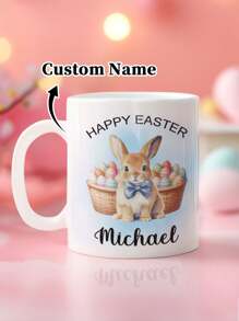 1 szt. 11 oz. spersonalizowane kubki wielkanocne, kubki do kawy ze spersonalizowanymi imionami i królikiem - spersonalizowane kubki. Mogą być używane jako prezenty, wyjątkowe prezenty dla członków rodziny