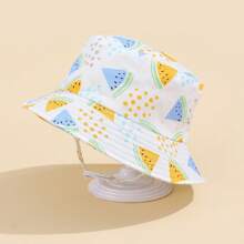 1pc Infant Cartoon Printed Sun Protection Bucket Hat, Minimalist & Fashionable - Multicolor - View 5