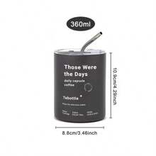 1 件时尚不锈钢双层冰美式咖啡杯，真空隔热便携带吸管，返校季 - 灰色 - 查看 8