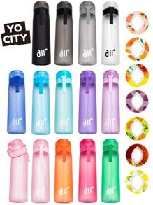 Yocity 1个水果香味水壶，入门级运动水壶套装，户外运动水杯，包含1个随机椭圆形水果香味环，适合健身房和户外活动——（香味环仅增强嗅觉，不改变味道）。它不会改变水的味道，只会让水闻起来更香。返校必备。 - 彩色 - 查看 2