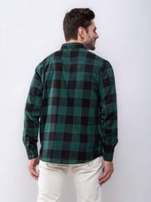 Men's Plaid Shirt Long Sleeve Winter - màu xanh lá - Xem 9