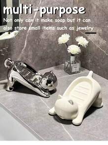 1 Pack Cartoon Cat Plastic Soap Box Creative Cute Bathroom Soap Box Stand Bathroom Drain Soap Box Holder
