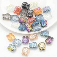 30 piezas/Paquete Cuentas con cabeza de conejo de vidrio enchapado de 10*12mm con agujero, material de manualidades para pendientes/collares/encantos/llaveros/cadenas de teléfono