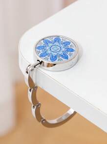 1 件青花瓷锌合金手提包挂钩，配成熟风格折叠钱包挂架，便携式餐厅和酒吧桌钱包架，独特的礼物创意，便携式挂钩 | 优雅配饰 | 闪亮金属饰面，钱包 - 藍色 - 查看 21