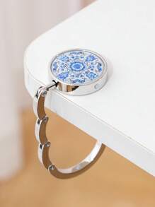 1 件青花瓷锌合金手提包挂钩，配成熟风格折叠钱包挂架，便携式餐厅和酒吧桌钱包架，独特的礼物创意，便携式挂钩 | 优雅配饰 | 闪亮金属饰面，钱包 - 藍色 - 查看 15