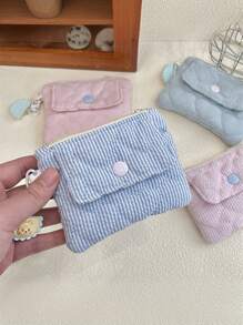 1 个可爱的小卡片夹零钱包，带按扣的拉链储物袋，可存放文件、账单和卡片的多功能化妆包