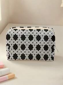 1 件/4 件化妆包套装，黑色花卉印花大容量化妆包，便携式化妆品收纳盒，旅行洗漱包，旅行袋，海滩，游泳池，泳装，收纳化妆包