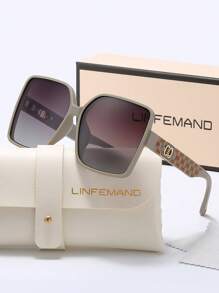 LINFEMAND Oversized Square PC Frame Decor Fashion Glasses, Unisex Casual Makeup, Street Style, Travel, Holiday Gift For Summer Beach Vacation, Outdoor, Travel - Multicolor - View 3