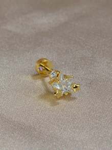 1Pc Stainless Steel Crystal CZ Star Studs Earrings For Women Men Helix Tragus Cartilage Rook Flat Lobe Conch Anti Tragus Piercings Jewelry