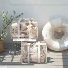 1 件沙滩包，透明游泳 PVC 防水衣物收纳袋，便携式旅行大容量化妆和梳洗包，不包括包内物品，沙滩必需品，沙滩配件，泳池浮板