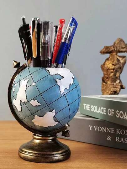 1pc Creative, Personalized, Earth Shaped, Multifunctional Pen Holder, Desktop Storage, Home Decoration, Student Party, Office Workers, Creative Workers, Learning And Office, Holiday Gift Giving