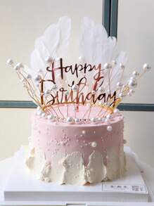 3 件套蛋糕装饰公主主题皇冠羽毛生日蛋糕装饰品、节日和婚礼派对用品。 - 彩色 - 查看 3