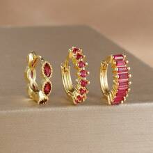 3 szt. 18-karatowe pozłacane błyszczące cyrkonie kolczyki koła zestaw dla kobiet biżuteria vintage, odpowiednie na imprezę, święta, randkę lub wesele