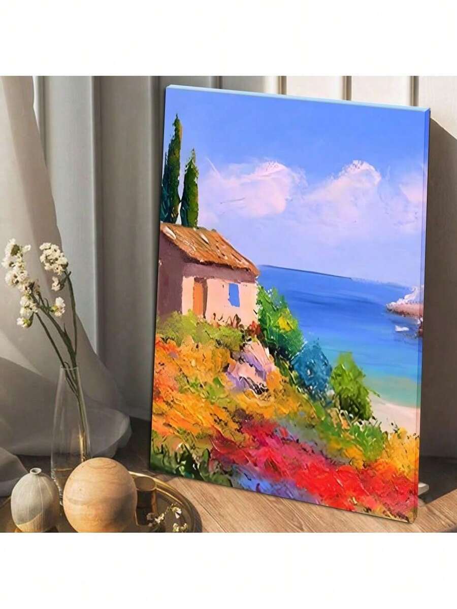 1 Pc Framed Vintage Wildflower Landscape Wall Art Canvas Poster Painting Wall Decor for Bedroom Living Room