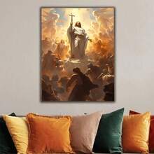 1 Pc Easter Inspired Jesus Canvas Art Poster For Thanksgiving Easter Home Room Decor Wooden Framed Canvas Painting -  Thickness 2.25cm/0.9inch,Home Gift Decoration, Room Decoration Aesthetic, Wall Decoration Art, Perfect Gift, Autumn And Winter Wall Decoration, Living Room Decoration, Bedroom Decoration, Kitchen Decoration, Entry Decoration, Bathroom Decoration, Direct Wall Painting, High Quality Wall Painting Poster  Wooden Framed Canvas Painting -  Thickness 2.25cm/0.9inch,Home Gift Decoration, Room Decoration Aesthetic, Wall Decoration Art, Perfect Gift, Autumn And Winter Wall Decoration, Living Room Decoration, Bedroom Decoration, Kitchen Decoration, Entry Decoration, Bathroom Decoration, Direct Wall Painting, High Quality Wall Painting Poster - Black - View 1