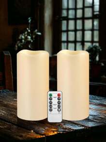 1/2/3 piezas Luces de velas LED impermeables con control remoto y temporizador - Luces de velas LED marfil, Altura de 4in/5in/6in, Diámetro de 3in, Decoración del hogar a batería, Regalo para fiestas, cumpleaños, graduación y bodas