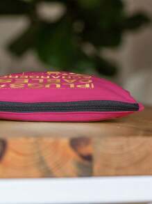 Golden Travel Charger Data Cable Pattern Theme Printed Zipper Makeup Bag,Large Capacity Makeup Bag, Cosmetic Bags,Cosmetic Bag With Data Cable Pattern, Red Air Cushion Storage Portable Storage Bag, Makeup Bag, Skincare Bag, Travel Essentials, Dormitory Supplies, Wedding Bride Gifts, Mother Gifts, Birthday Gifts, Gifts For Friends And Teachers, Bathroom Storage Make Up Bag - Multicolor - View 3