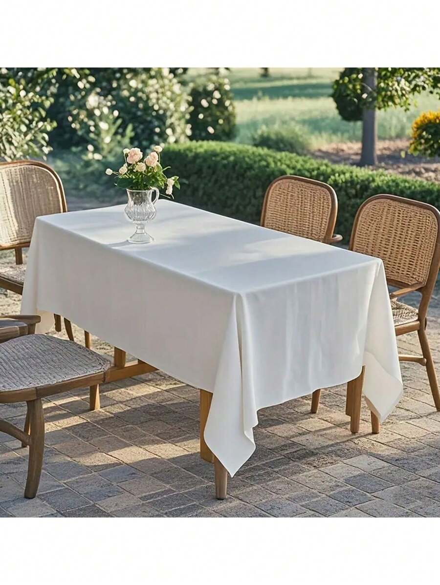 1 pièce Nappe rectangulaire blanche élégante - Parfaite pour les mariages, les fêtes et les événements extérieurs, la décoration de Noël et d'Halloween - Polyester durable, plusieurs tailles disponibles 59*102 pouces