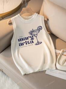 Nouveau débardeur pour femmes à encolure ronde pour le printemps et l'été, imprimé avec un motif de calice. t-shirts d'été blancs, simples et élégants, adaptés pour les trajets quotidiens. Hauts pour femmes d'été