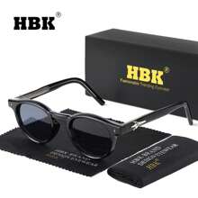 HBK Lunettes rétro rondes HBK avec branche en métal. Monture mode cool pour hommes. Idéal pour les activités de plein air, les fêtes, les voyages, la conduite, les vacances à la plage et l'utilisation casual. Décoration photo, cadeau parfait pour les vacances à la plage, les activités de plein air et les voyages, livré en emballage complet.