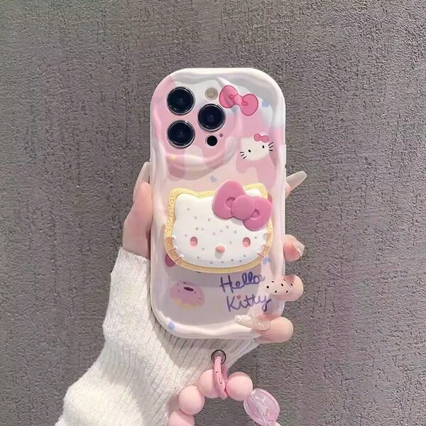 Sanrio 1 pezzo custodia protettiva in silicone compatibile con iPhone 12 Pro Max, 13, 11 Pro, a tema Hello Kitty e gelato Sanrio, anti-urto e anti-caduta