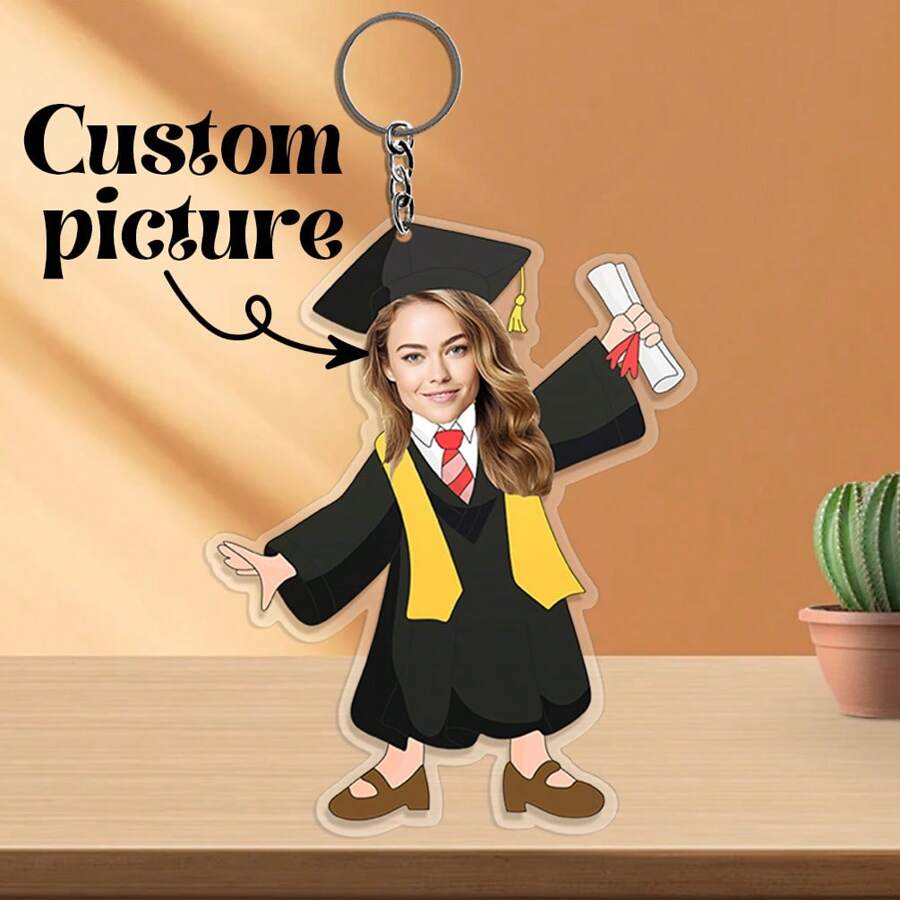Custom Graduation Keychain - Personalized MDF Keychain, Graduation Cap & Diploma Design, Class Of 2025, Graduation Party Favors, Customizable Keychain, Graduation Party Gift, Graduation Gifts For Graduate, College Graduation Gifts, High School Graduation Gifts, Unique Graduation Keychain, Personalized Graduation Keychain, Gift For Graduate, Custom Graduation Keepsake, Class Of 2025 Keychain - D - View 1