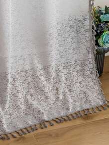 1 件新款波西米亚风格窗帘，家居装饰布艺窗帘，带杆袋，提花薄纱窗帘 - 灰色 - 查看 4