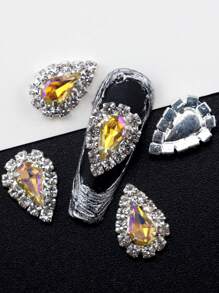 10 件装 K-Pop 风格美甲水钻首饰，金色和银色闪亮水滴指甲装饰配件带托盘，25 种颜色 - 彩色 - 查看 16