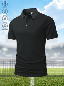 Conjunto de 3 Camisas Polo de Verão Esportivas Masculinas de Manga Curta, Camisetas Polo de Manga Curta Elásticas, Adequadas para Corrida, Exercícios e Jogar Tênis e Golfe, Camisetas de Manga Curta