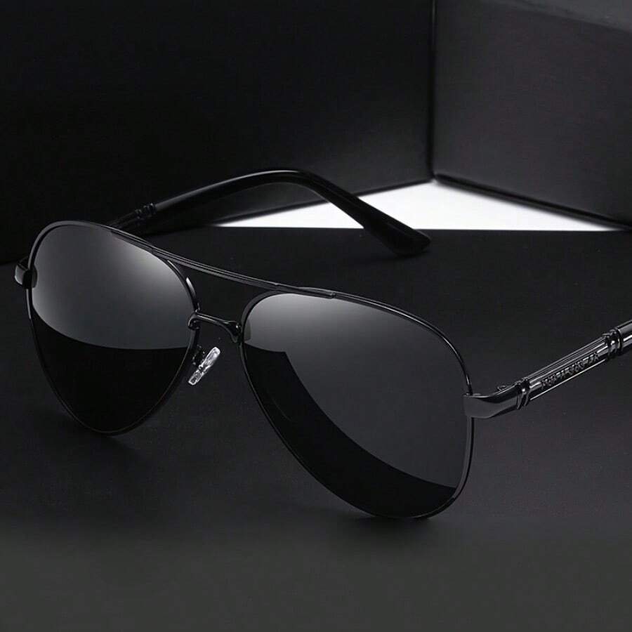1 pièce Nouvelles lunettes de mode polarisées de luxe pour hommes, lunettes de mode pour la conduite pour hommes, marque designer vintage noire pour hommes, lunettes de soleil décontractées pour l'été, la plage, les vacances, l'extérieur et les voyages