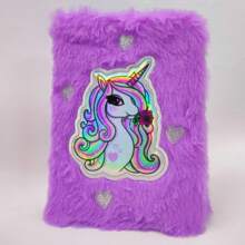 1 Pc A6 Size Plush Cover Notebook, Suitable For Students And Office Workers - Multicolor - View 3