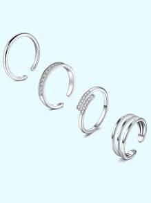 4Pcs Stainless Steel Toe Rings For Women Adjustable Toe Ring Set Simple Cute Thin Band Beach Summer Foot Jewelry Golden Silvery Rose Golden