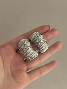 1 par de Pendientes de mujer con diseño geométrico metálico, joyería gruesa para fiesta y viaje