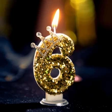 Colored Gold Crown Digit Birthday Candles - Creative Digit 0-9 Party Candles, Birthday Party Decoration, Children's Birthday Candles, Wedding/Holiday Cake Decorations, Atmosphere Creating Digital Birthday Candles Gifts Graduation