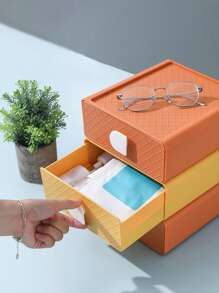 1 Stück bunte Aufbewahrungsbox für Zuhause, Schubladentyp Schreibtisch Make-up Organizer Box, Kosmetikorganizer Box, mehrstöckige stapelbare Schmuckbox, Brillenbox Ausstellungsbox