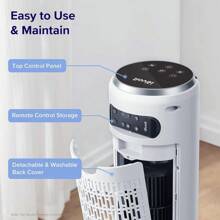 LEVOIT Ventilador de torre Classic 36 pulgadas blanco, 7.6 m/s, 28 dB, control remoto, temporizador, 5 velocidades, 1062 CFM, para dormitorio - 1 - Ver 7