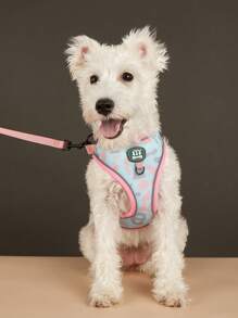 Blue Color Summer Season Cute Colorful Print Adjustable Luxury Design With Reflective Line Night Pet Pink Dog Cat Harness Leashes Set For The Cat And Dog Outdoor Walking - Multicolor - View 5